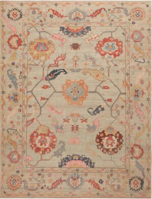 Modern Turkish Oushak Design Area Rug 11386 by Nazmiyal Antique Rugs
