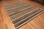 Side Of Modern Primitive Brown And Cream Flat Woven Kilim 11434 by Nazmiyal Antique Rugs