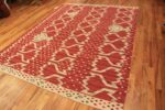 Side Of Red Geometric Mid Century Modern Inspired Swedish Design Kilim Rug 72495 by Nazmiyal Antique Rugs