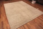 Side Of Trending Contemporary Modern Geometric Cream Tones Area Rug 11450 by Nazmiyal Antique Rugs