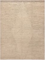 Trending Contemporary Modern Geometric Cream Tones Area Rug 11450 by Nazmiyal Antique Rugs