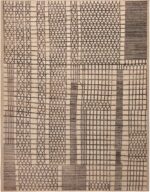 Tribal Motifs Geometric Modern Brown and Cream Rug 11462 by Nazmiyal Antique Rugs