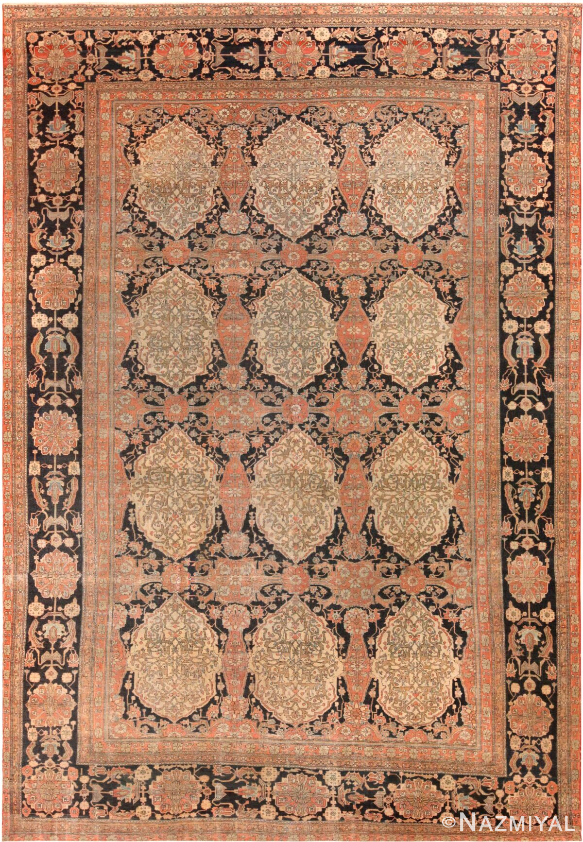 Antique Persian Mohtashem Kashan Rug 72478 by Nazmiyal Antique Rugs