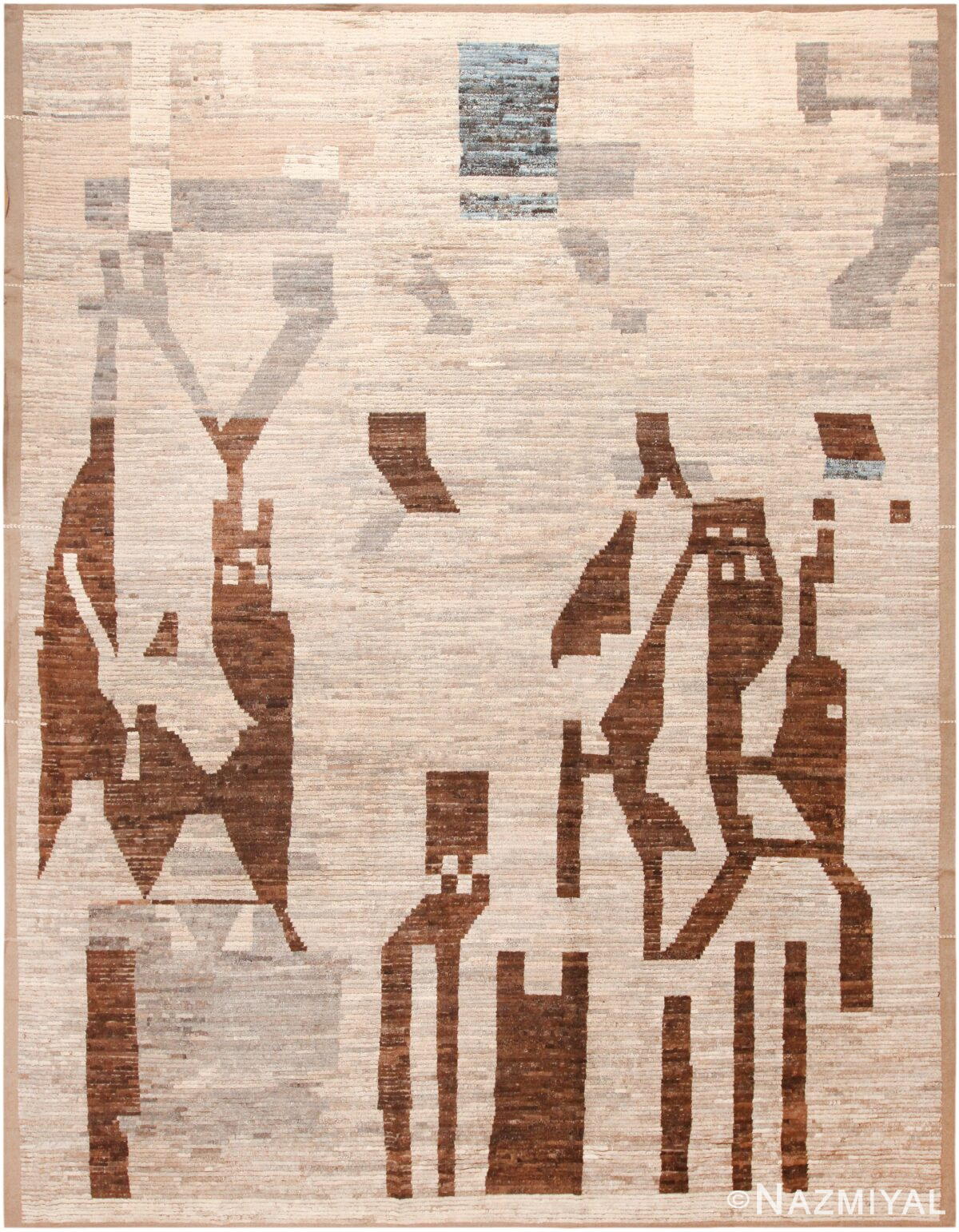 Large Abstract Primitive Design Modern Area Rug 11878 by Nazmiyal Antique Rugs