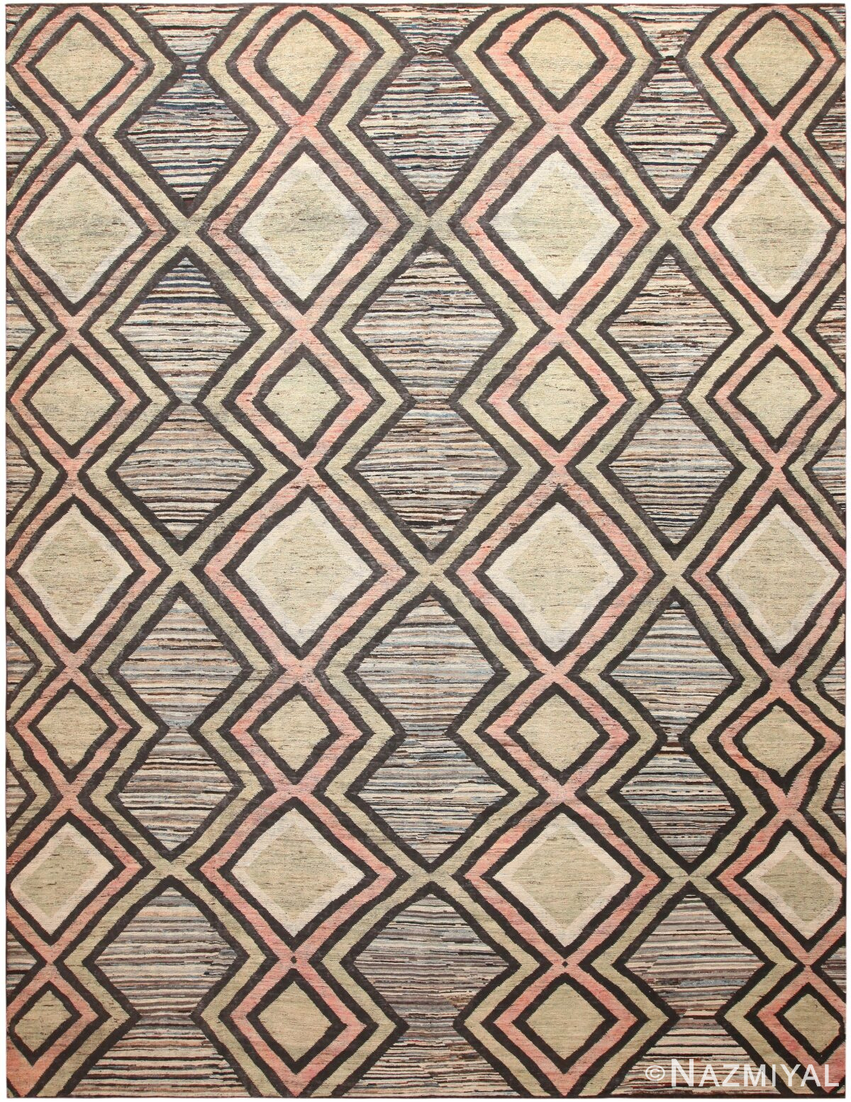 Large Diamond Design Modern Central Asian Area Rug 11776 by Nazmiyal Antique Rugs
