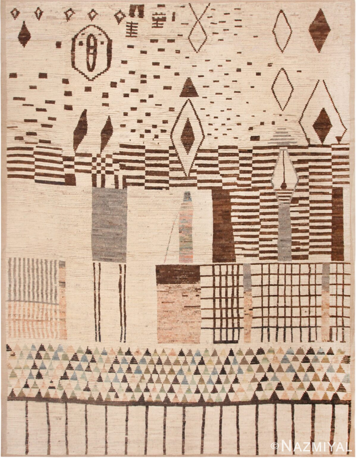Large Primitive Motifs Modern Folk Art Area Rug 11869 by Nazmiyal Antique Rugs