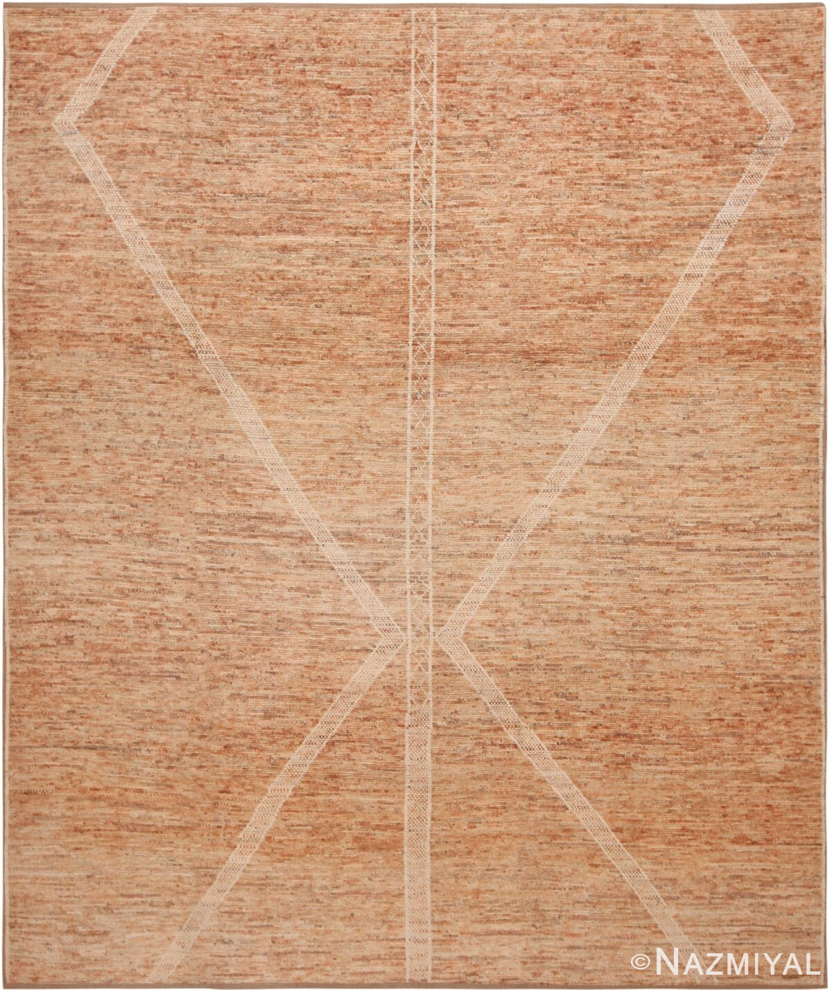 Minimalist Tribal Primitive Design Rust Tones Modern Area Rug 11344 by Nazmiyal Antique Rugs