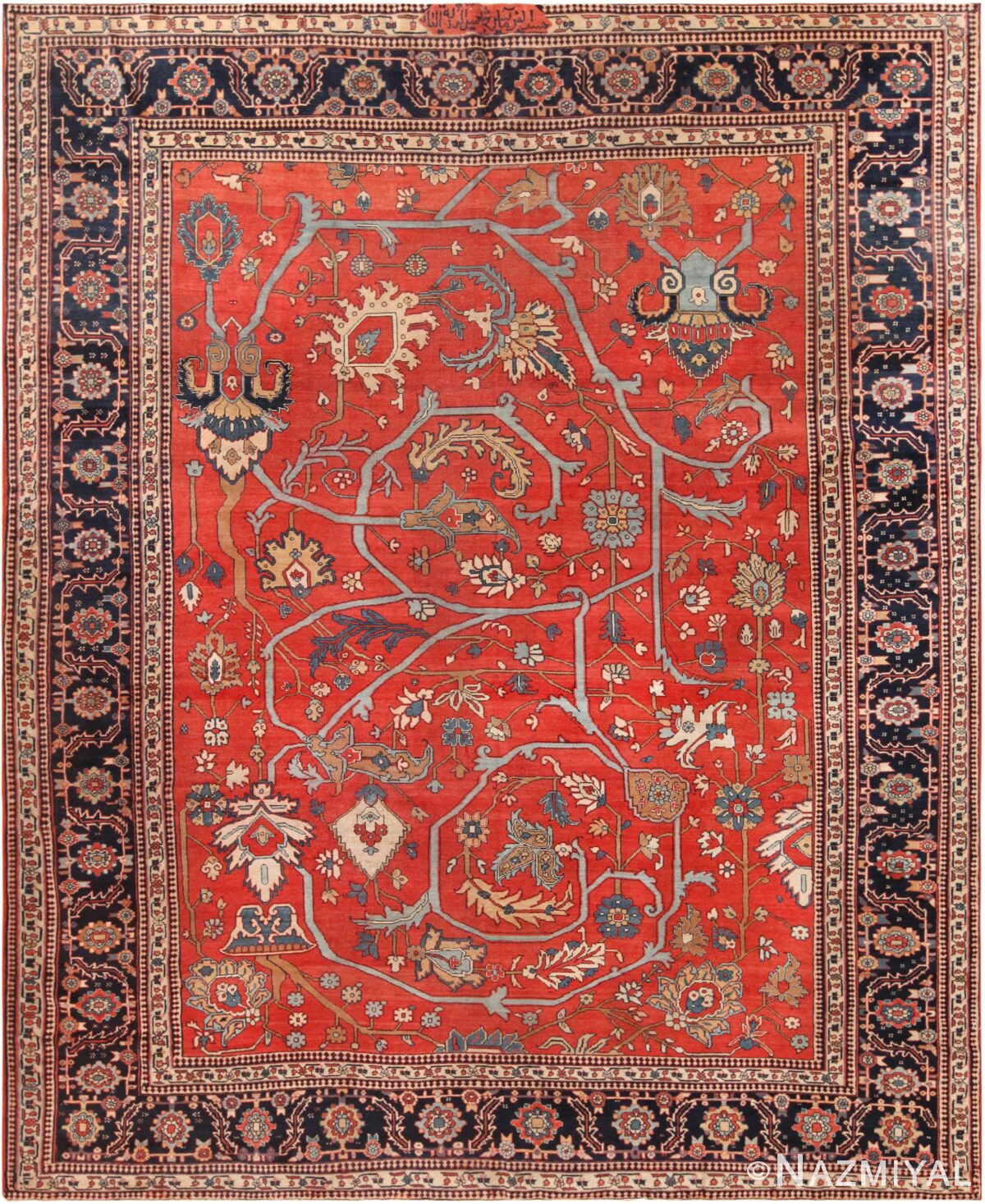 Signed Antique Persian Serapi Area Rug 71770 by Nazmiyal Antique Rugs