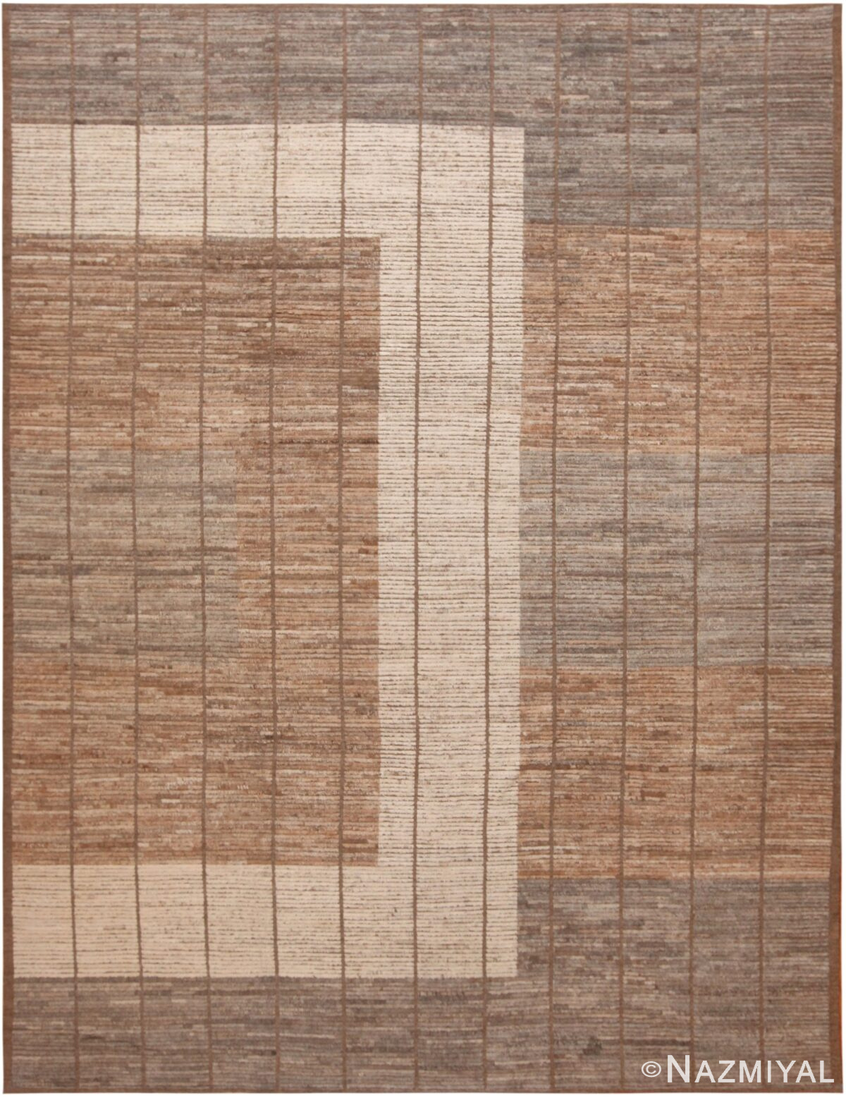 Trending Brown Earthy Tones Modern Decorative Rug 11480 by Nazmiyal Antique Rugs