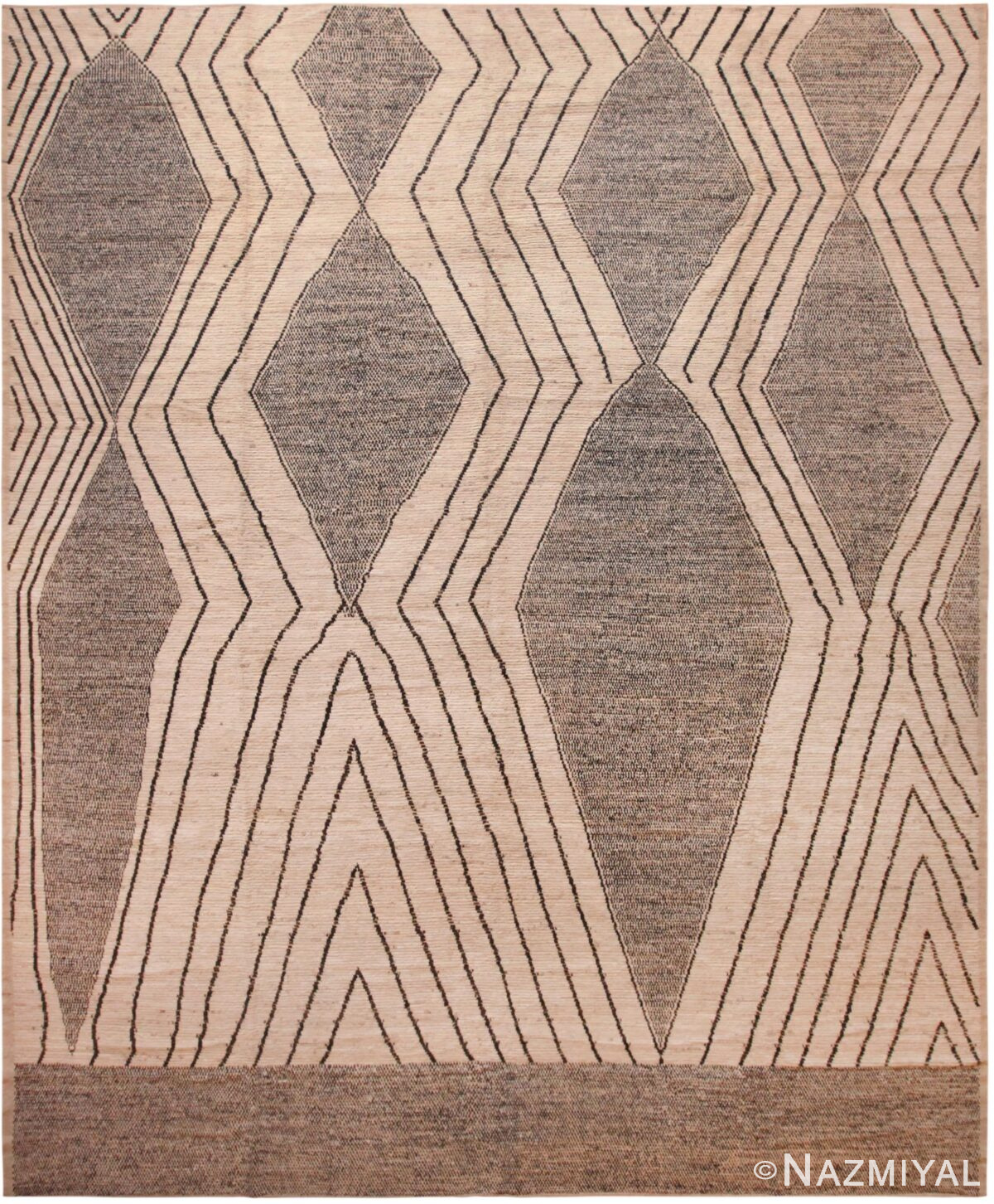 Trendy Earthy Tones Primitive Design Modern Large Rug 11723 by Nazmiyal Antique Rugs