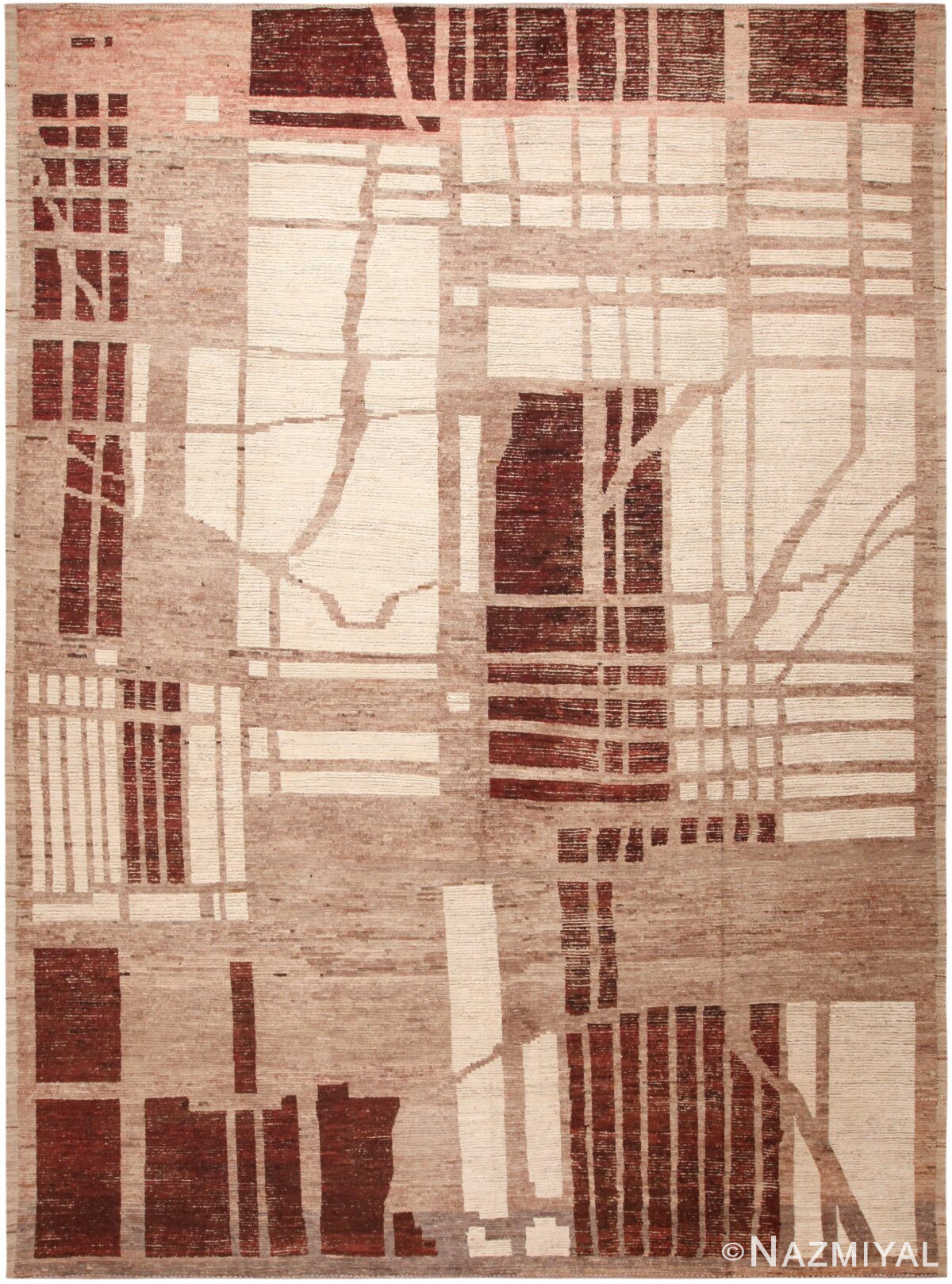 Large Tribal Primitive Design Central Asian Rug 11782 by Nazmiyal Antique Rugs
