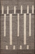 Contemporary Tribal Black And White Modern Handmade Area Rug 11248 by Nazmiyal Antique Rugs