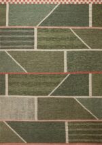 Geometric Moss Green Modern Swedish Scandinavian Flatwoven MCM Design Kilim Area Rug 72545 by Nazmiyal Antique Rugs