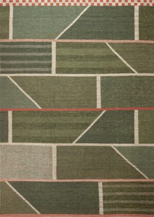 Geometric Moss Green Modern Swedish Scandinavian Flatwoven MCM Design Kilim Area Rug 72545 by Nazmiyal Antique Rugs