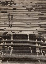 Handmade Wool Pile Modern Contemporary Cream And Charcoal Color Area Rug 11574 by Nazmiyal Antique Rugs