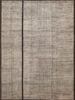 Large Minimalist Cream Brown Modern Handmade Wool Area Rug 11712 by Nazmiyal Antique Rugs