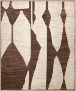 Large Tribal Design Ivory And Brown Modern Area Rug 11731 by Nazmiyal Antique Rugs