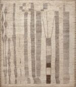 Large Tribal Square Shape Neutral Color Modern Contemporary Area Rug 11780 by Nazmiyal Antique Rugs
