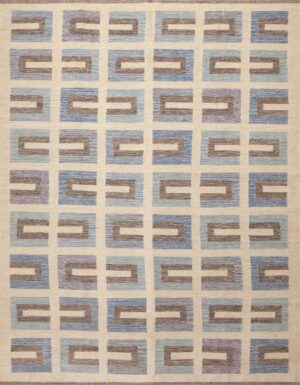 Mid-Century Modern Geometric Scandinavian Swedish Design Flatweave Kilim Contemporary Area Rug 72541 by Nazmiyal Antique Rugs