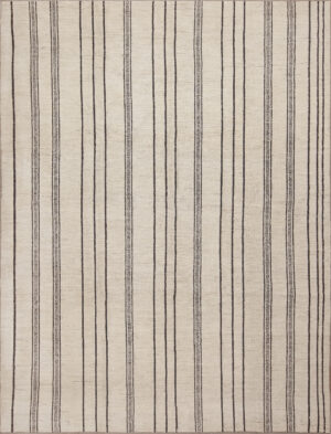 Minimalist Striped Cream Background Geometric Modern Area Rug 11473 by Nazmiyal Antique Rugs