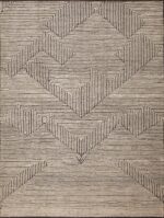 Modern Cream Brown Geometric Art Deco Inspired Design Contemporary Area Rug 11453 by Nazmiyal Antique Rugs
