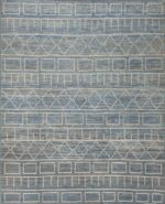 Modern Geometric Light Sky blue Background Tribal Contemporary Area Rug 11340 by Nazmiyal Antique Rugs