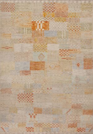 Modern Rustic Patchwork Design Handmade Tribal Area Rug 11326 by Nazmiyal Antique Rugs