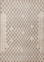 Neutral Cream Grey Tribal Checkboard Design Modern Area Rug 11582 by Nazmiyal Antique Rugs