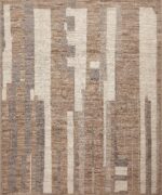 Neutral Earthy Brown Grey Cream Geometric Contemporary Modern Area Rug 11409 by Nazmiyal Antique Rugs