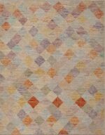 Rustic Colorful Geometric Diamond Design Contemporary Modern Area Rug 11221 by Nazmiyal Antique Rugs