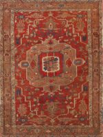 Small Tribal Geometric Antique Rustic Persian Medallion Heriz Serapi Area Rug 72550 by Nazmiyal Antique Rugs