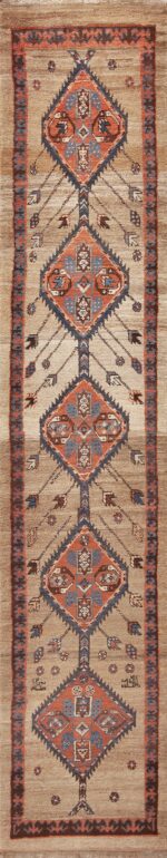 Tribal Antique Camel Hair Persian Bakshaish Hallway Runner Rug 72566 by Nazmiyal Antique Rugs