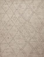 Tribal Geometric Moroccan Berber Beni Ourain Inspired Design Modern Cream Color Area Rug 11413 by Nazmiyal Antique Rugs
