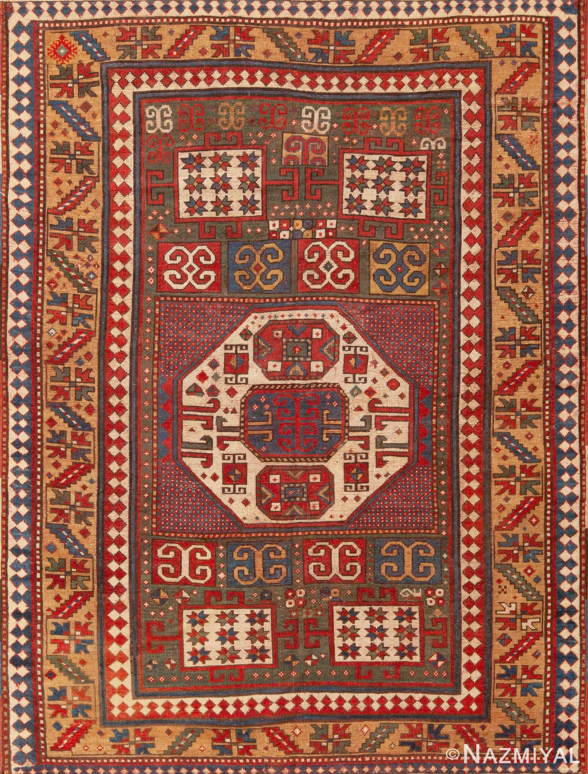 Collectible Tribal Geometric Antique Rustic Caucasian Karachopf Area Rug 72558 by Nazmiyal Antique Rugs