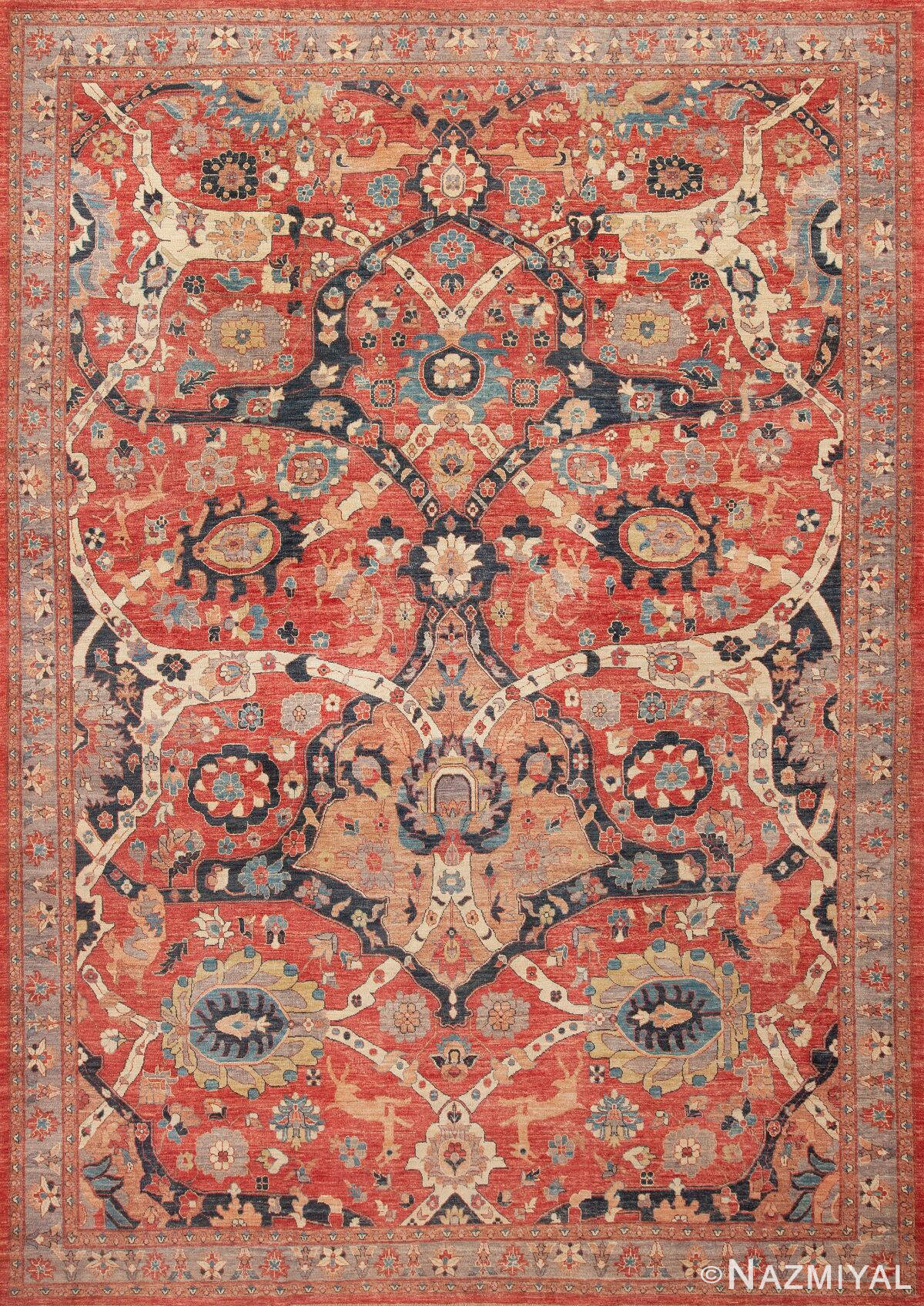 Contemporary Modern Persian Animal Design Central Asian Oriental Area Rug 11659 by Nazmiyal Antique Rugs