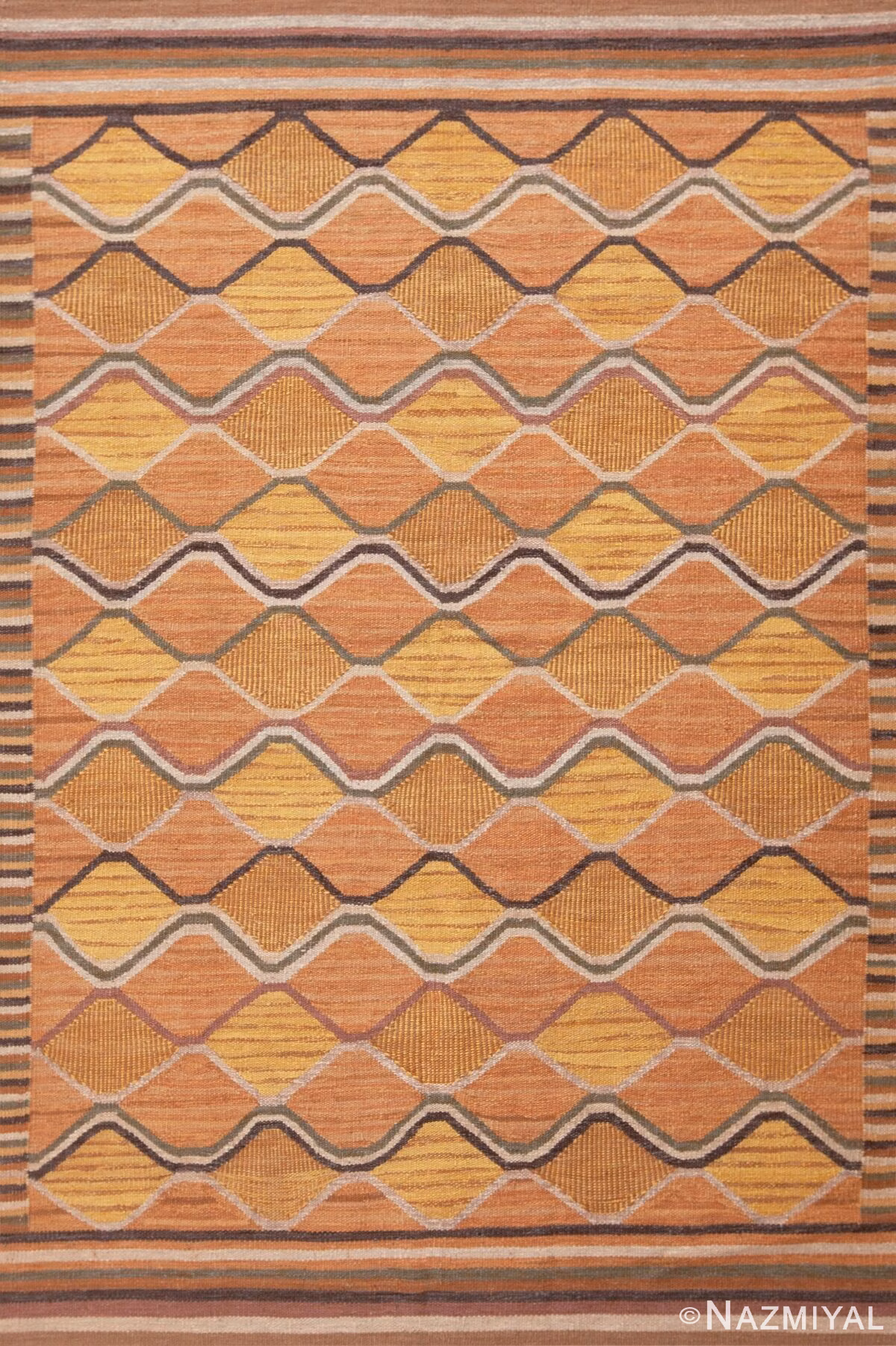 Contemporary Scandinavian Mid-Century Modern Swedish Design Flatweave Kilim Rug 72542 by Nazmiyal Antique Rugs