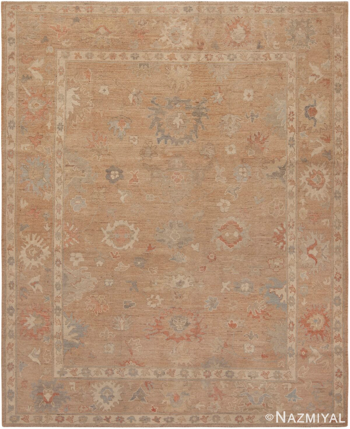 Earthy Tones Modern Turkish Oushak Style Area Rug 11334 by Nazmiyal Antique Rugs
