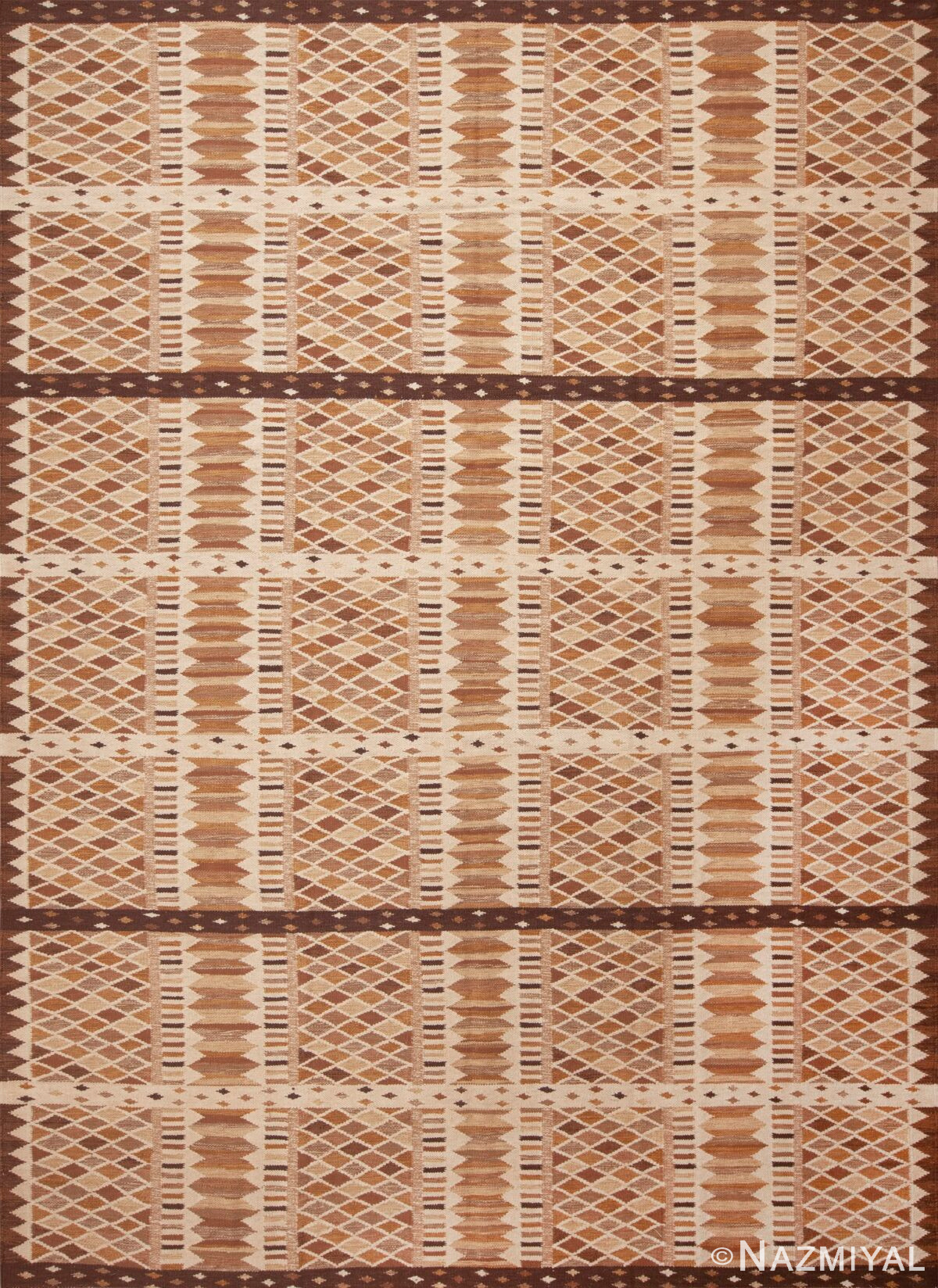 Flatwoven Geometric Scandinavian Mid-Century Modern Swedish Design Kilim Rug 72540 by Nazmiyal Antique Rugs