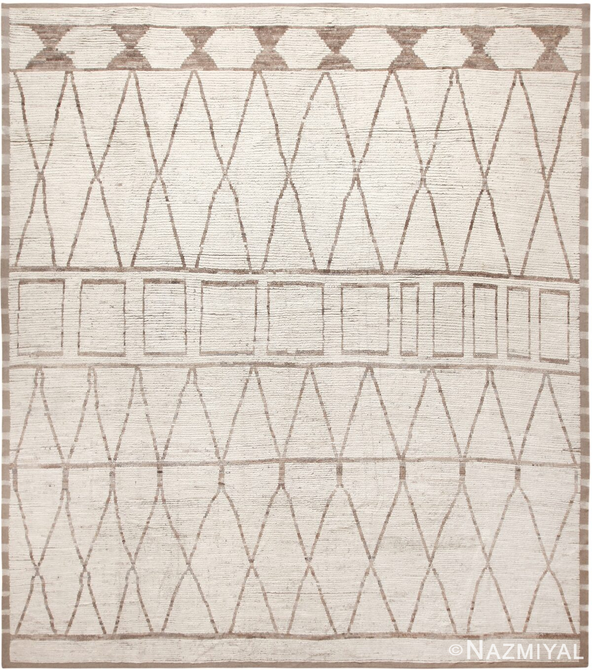 Geometric Ivory Modern Contemporary Decorative Area Rug 11879 by Nazmiyal Antique Rugs