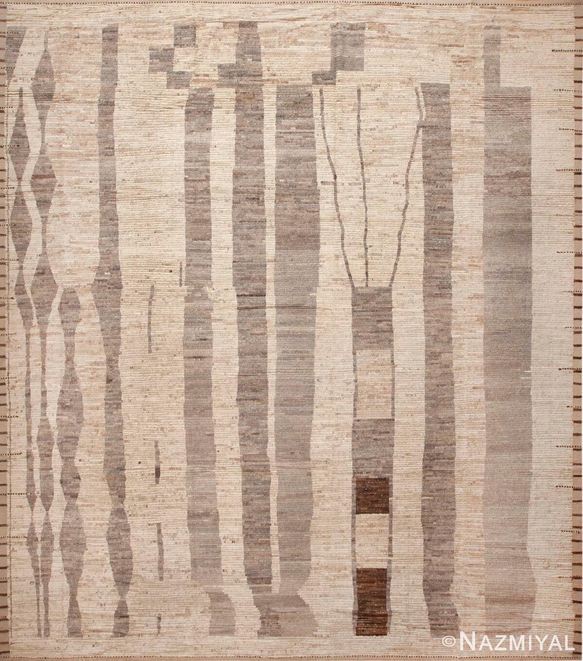 Large Tribal Square Shape Neutral Color Modern Contemporary Area Rug 11780 by Nazmiyal Antique Rugs