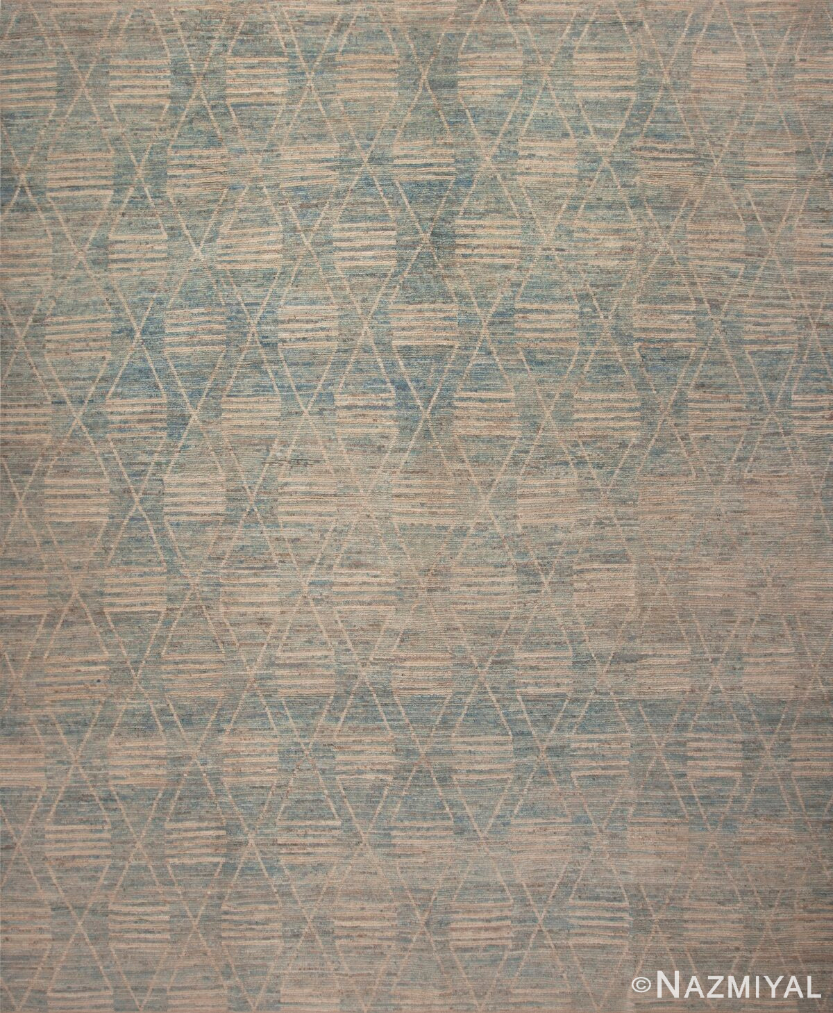 Large Washed Out Sky Blue Tribal Geometric Contemporary Modern Area Rug 11757 by Nazmiyal Antique Rugs