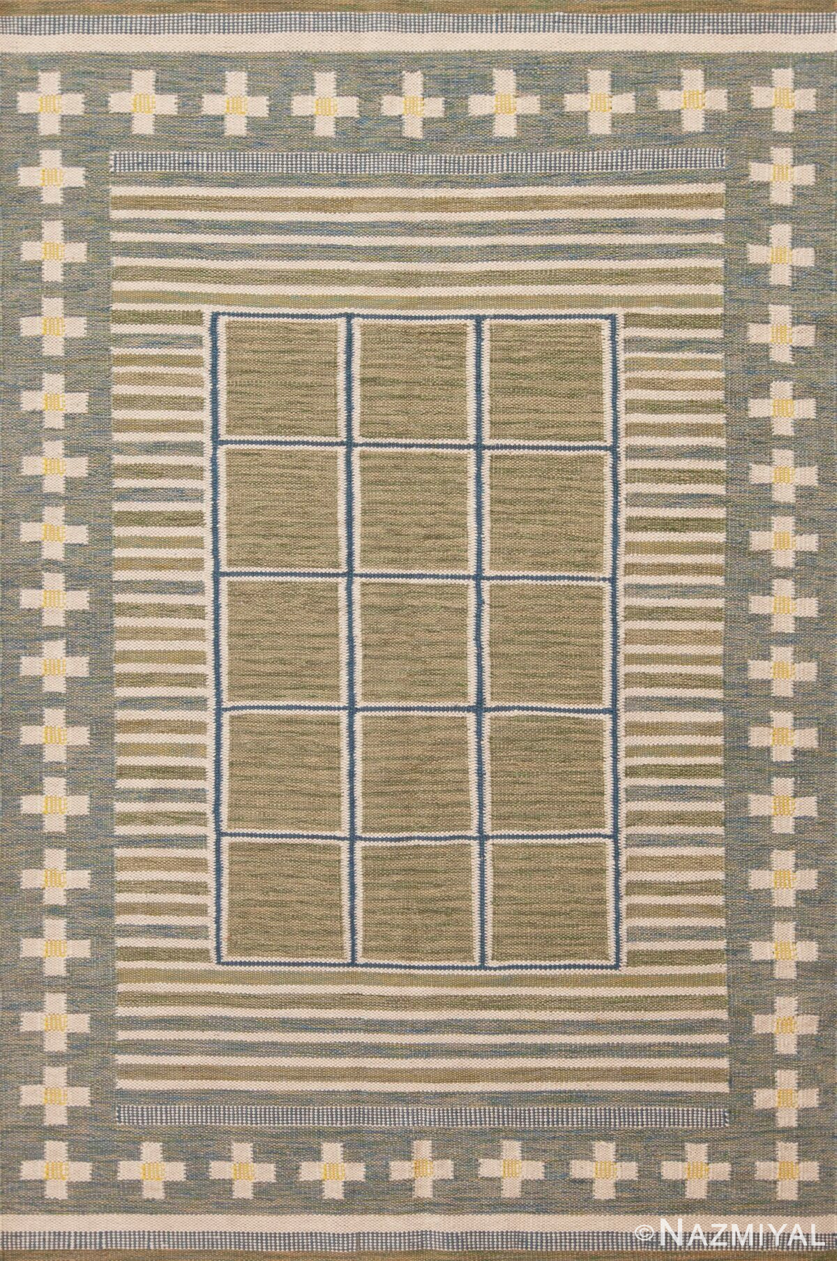 Mid-Century Modern Geometric Swedish Scandinavian Design Contemporary Flatweave Kilim Rug 72544 by Nazmiyal Antique Rugs