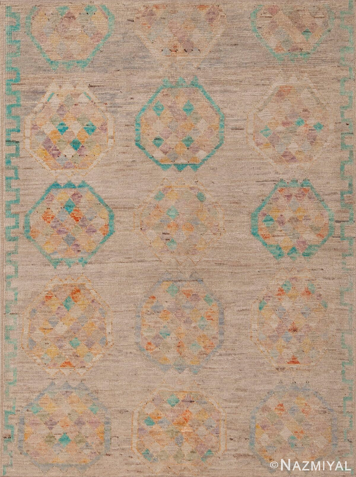 Modern Geometric Design Handmade Contemporary Wool Area Rug 11068 by Nazmiyal Antique Rugs