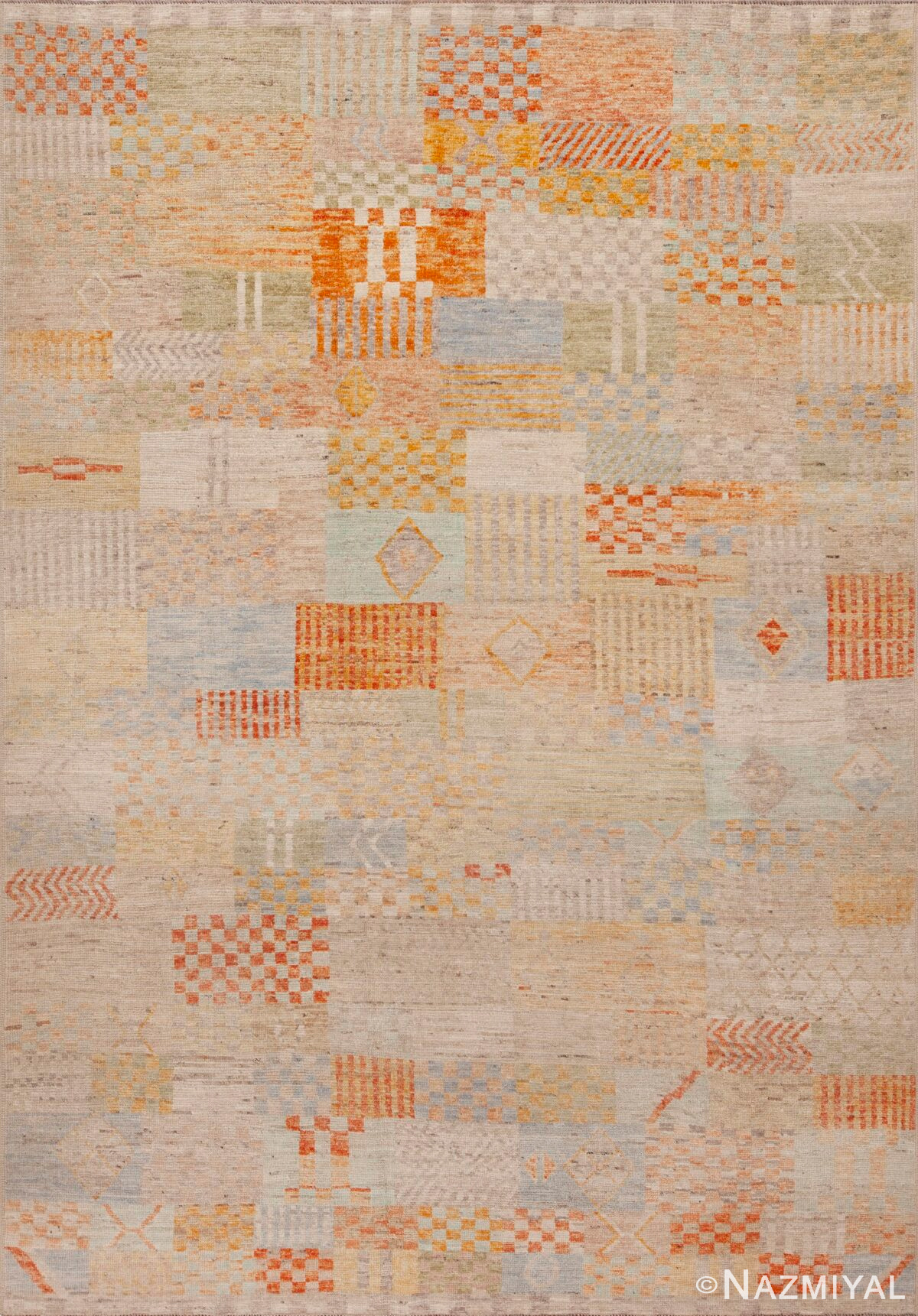 Modern Rustic Patchwork Design Handmade Tribal Area Rug 11326 by Nazmiyal Antique Rugs