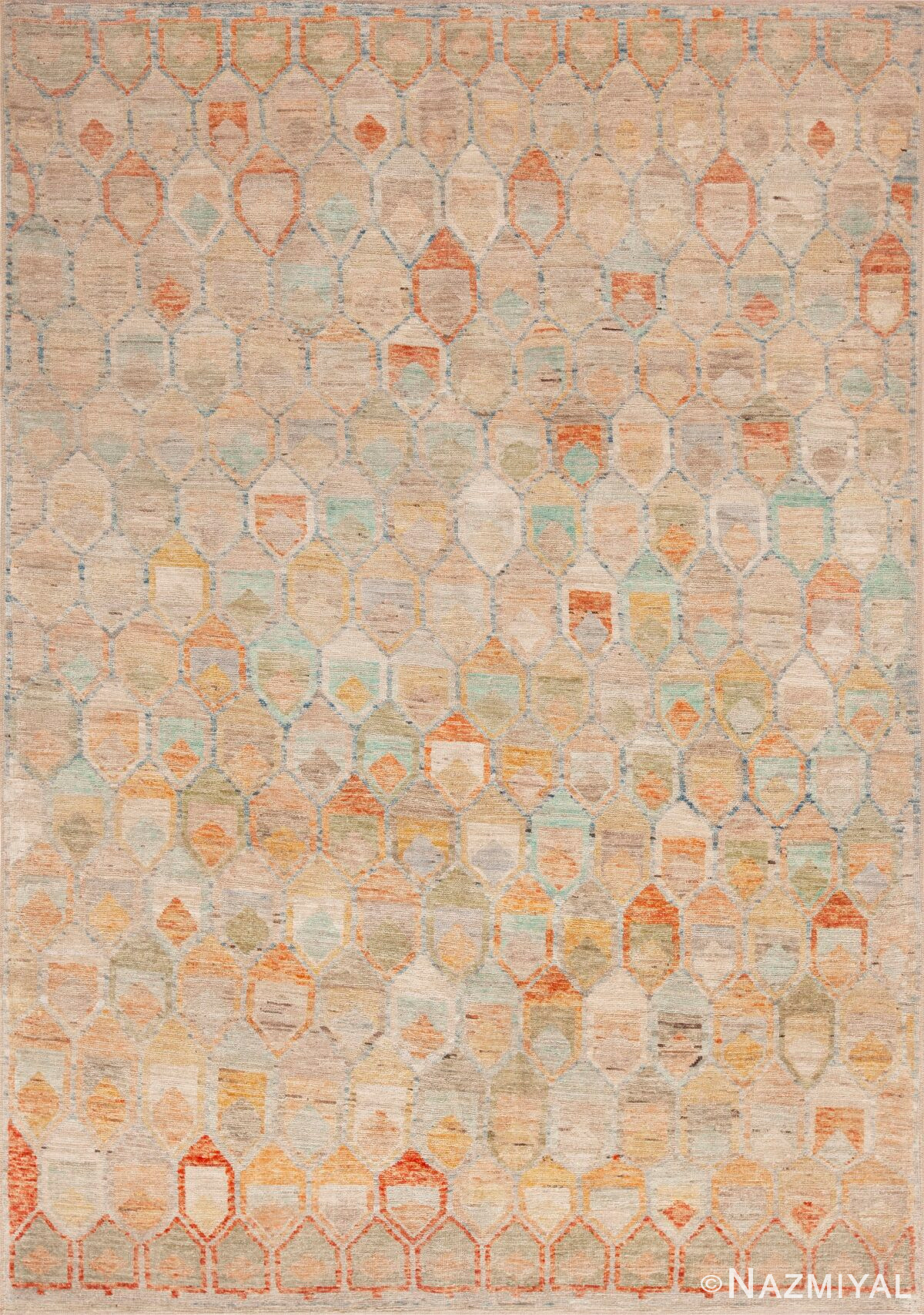 Modern Rustic Tribal Geometric Honeycomb Design Area Rug 11331 by Nazmiyal Antique Rugs