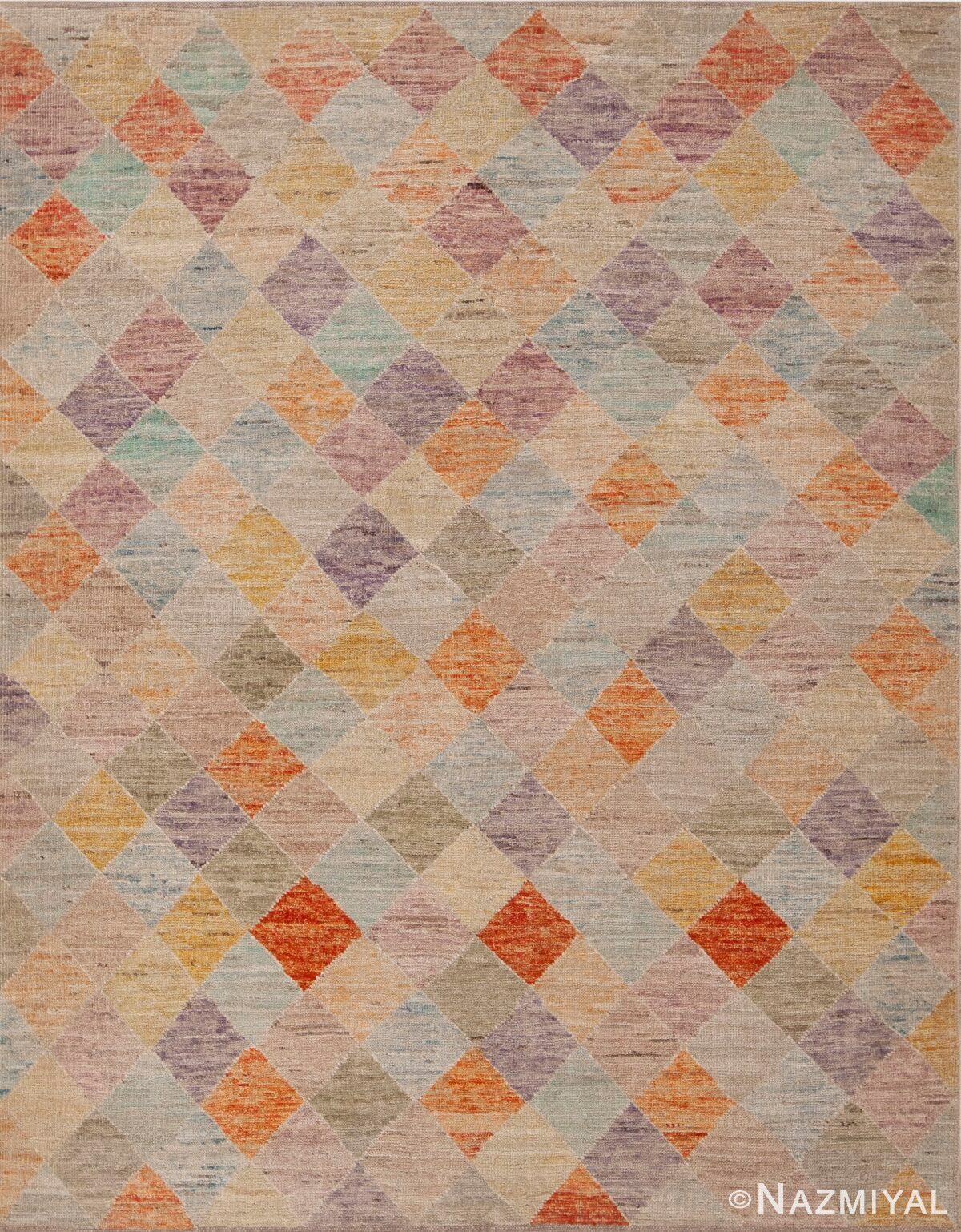 Rustic Colorful Geometric Diamond Design Contemporary Modern Area Rug 11221 by Nazmiyal Antique Rugs