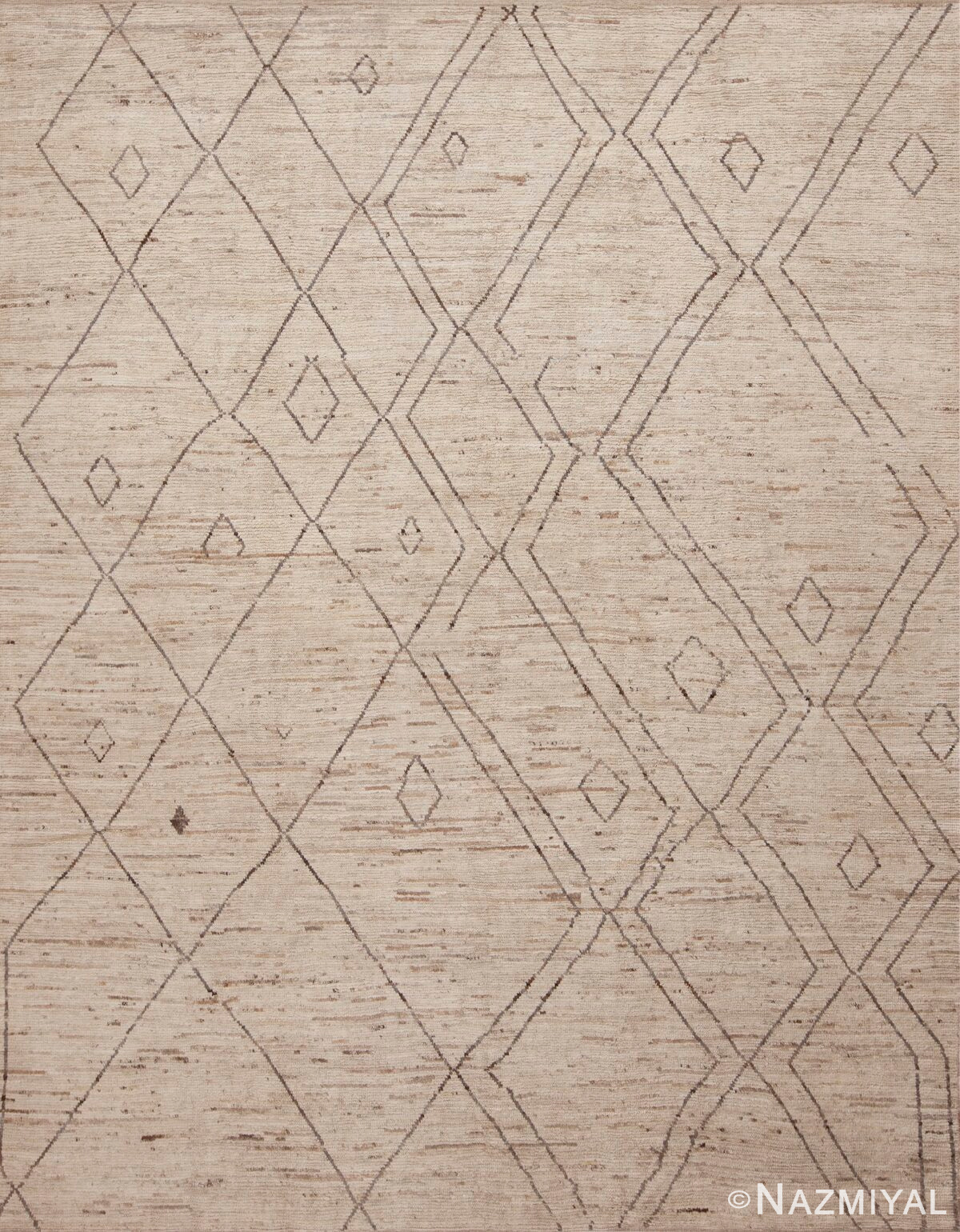 Tribal Geometric Moroccan Berber Beni Ourain Inspired Design Modern Cream Color Area Rug 11413 by Nazmiyal Antique Rugs