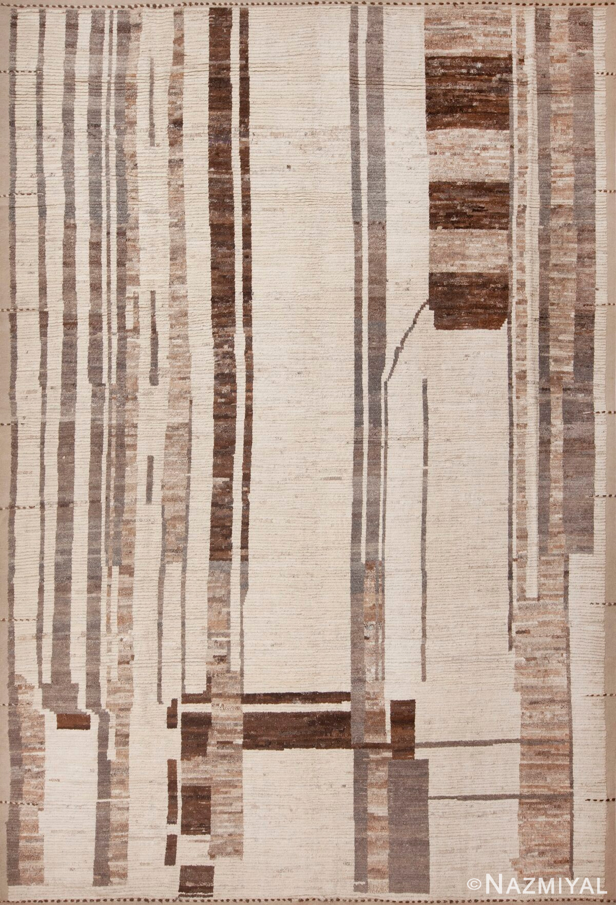 Warm Cozy Modern Neutral Tribal Contemporary Area Rug 11680 by Nazmiyal Antique Rugs