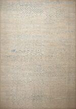 A Beautiful Abstract Cream Light Blue Large Size Geometric Design Modern Area Rug #11821 by Nazmiyal Rugs