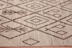 Border Of Tribal Cream Brown Moroccan Berber Beni Ourain Design Modern Area Rug 11615 by Nazmiyal Antique Rugs